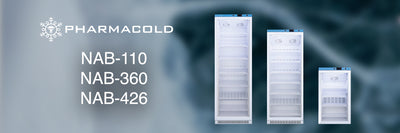 Image of three vaccine fridges NAB-110, NAB-360, NAB-426